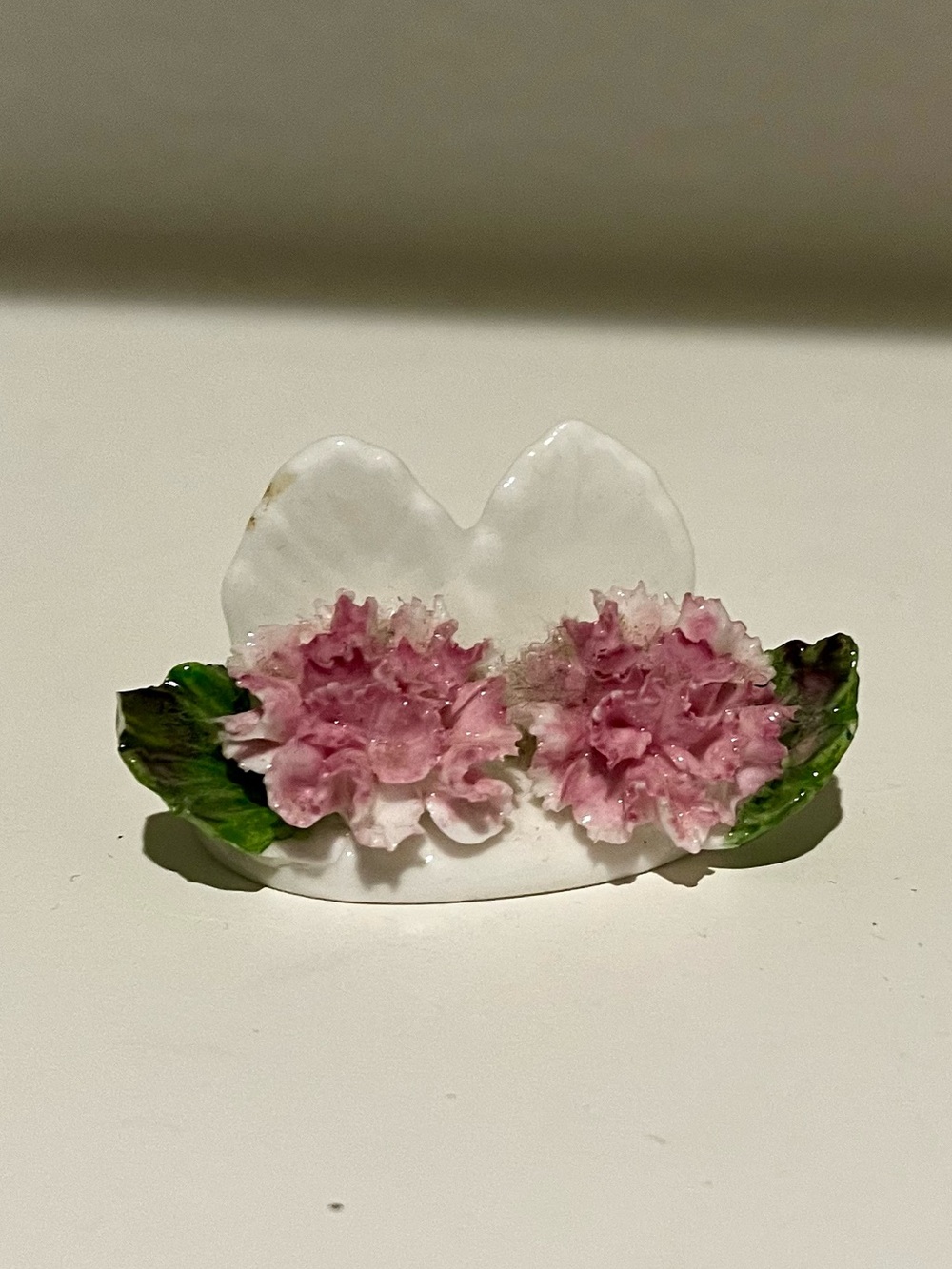 Vintage Aynsley English Fine Bone China Pink Carnation Place Card Holder